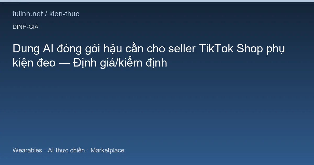 Dung AI đóng gói hậu cần cho seller TikTok Shop phụ kiện đeo — Định giá/kiểm định