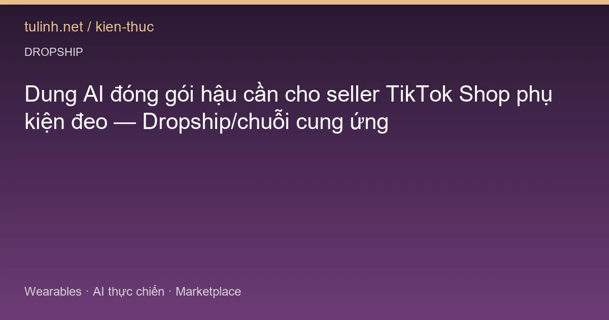 Dung AI đóng gói hậu cần cho seller TikTok Shop phụ kiện đeo — Dropship/chuỗi cung ứng