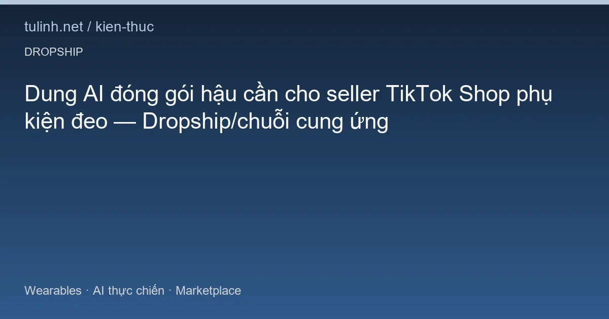 Dung AI đóng gói hậu cần cho seller TikTok Shop phụ kiện đeo — Dropship/chuỗi cung ứng