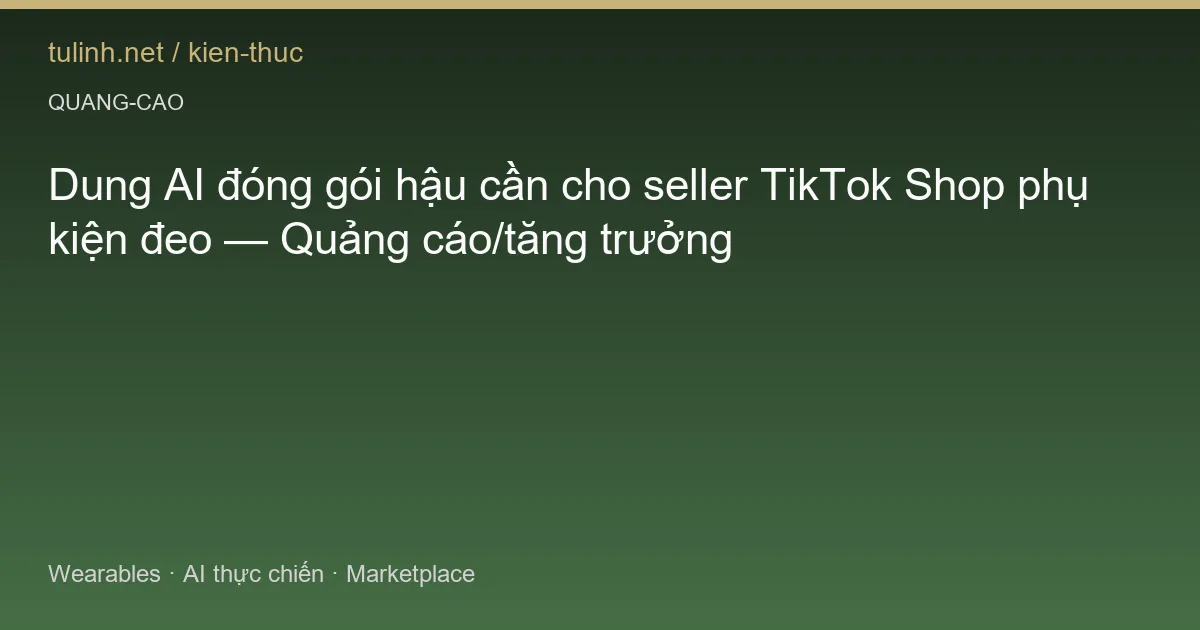 Dung AI đóng gói hậu cần cho seller TikTok Shop phụ kiện đeo — Quảng cáo/tăng trưởng