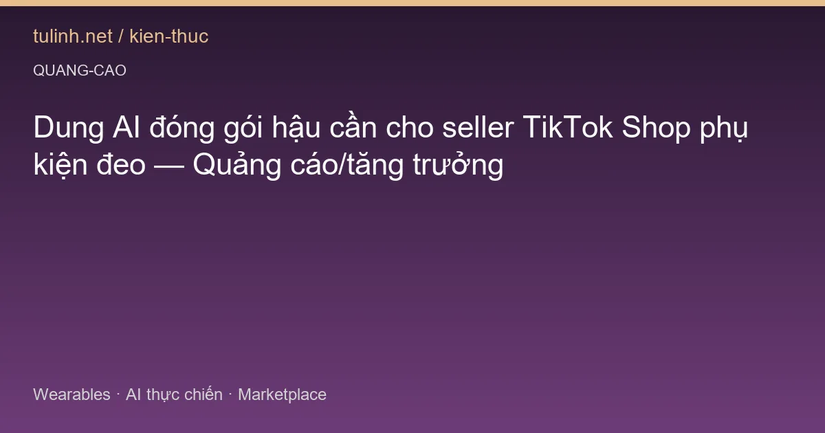 Dung AI đóng gói hậu cần cho seller TikTok Shop phụ kiện đeo — Quảng cáo/tăng trưởng