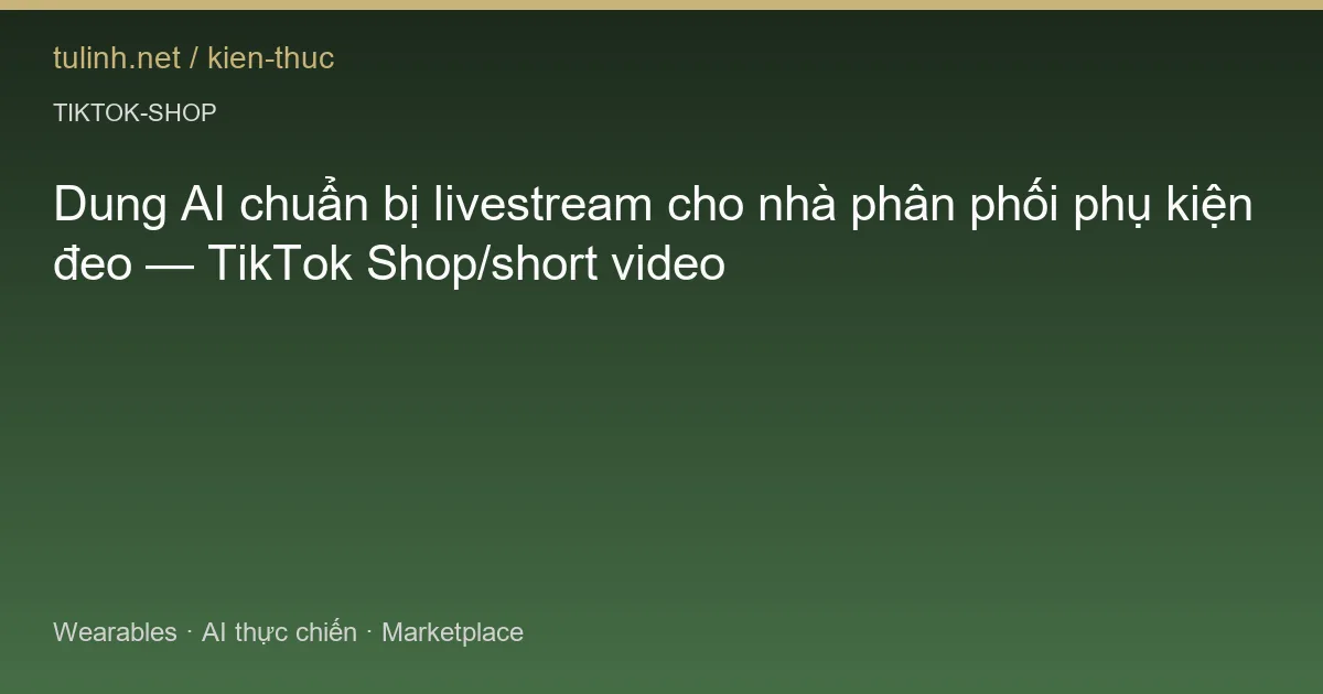 Dung AI chuẩn bị livestream cho nhà phân phối phụ kiện đeo — TikTok Shop/short video